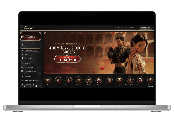 Casina Interface auf Laptop