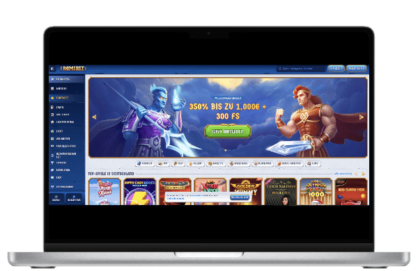 RomiBet Casino Interface auf Laptop