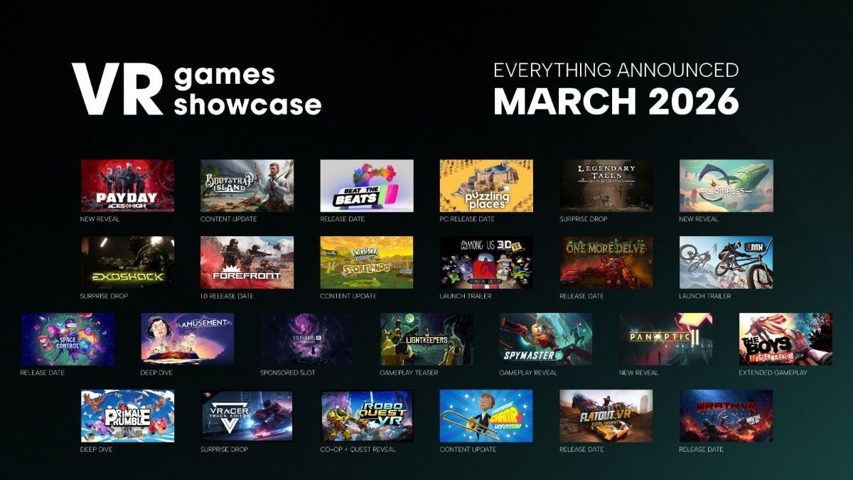 affiche du vr game showcase avec les jeux annoncés