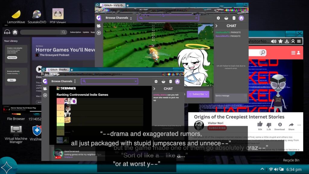 Oneway.exe のゲーム画面にはメールのポップアップとグリッチ効果が満載