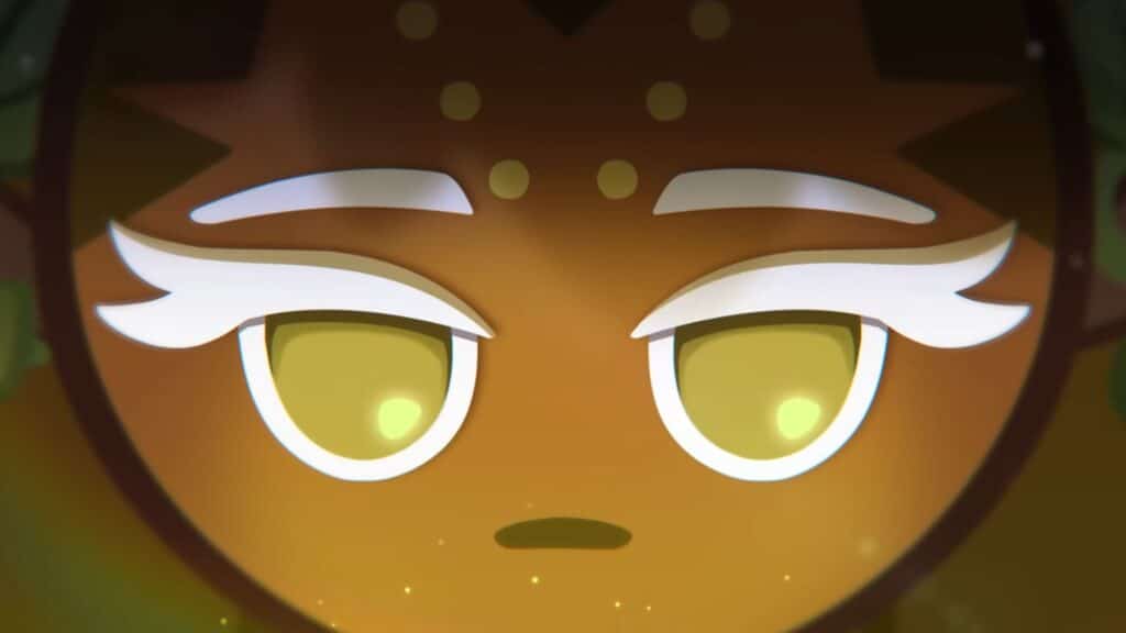 クローズアップで見ると、クッキーランキングダムのキャラクターの光る目と細かい顔の模様がわかります。