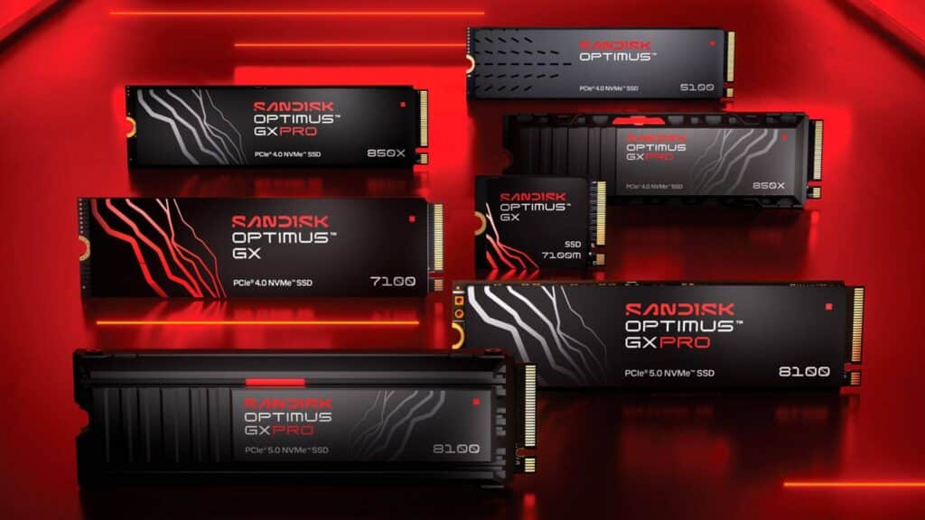 PCIe 4.0およびPCIe 5.0ゲーミングストレージドライブを搭載したSanDisk Optimus NVMe SSDラインナップ