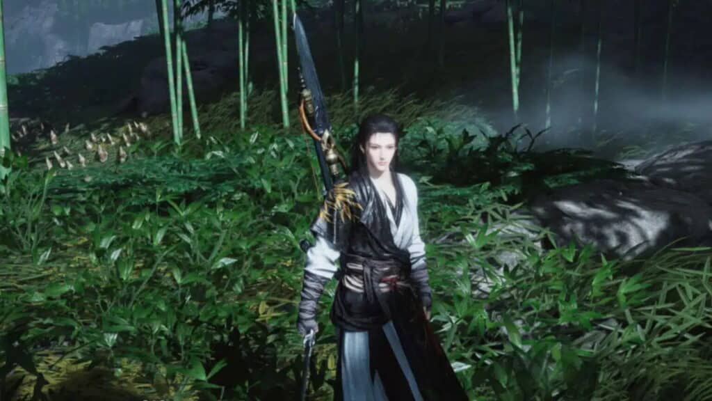 「Where Winds Meet」の竹林に立つ女性剣士は、ゲームの格闘ファンタジー設定を反映している。