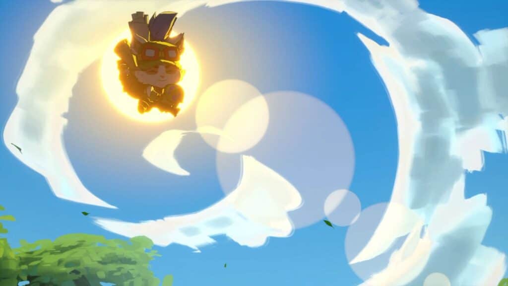 2XKOのスーパームーブアニメーション中にティーモが上空に飛んでいる