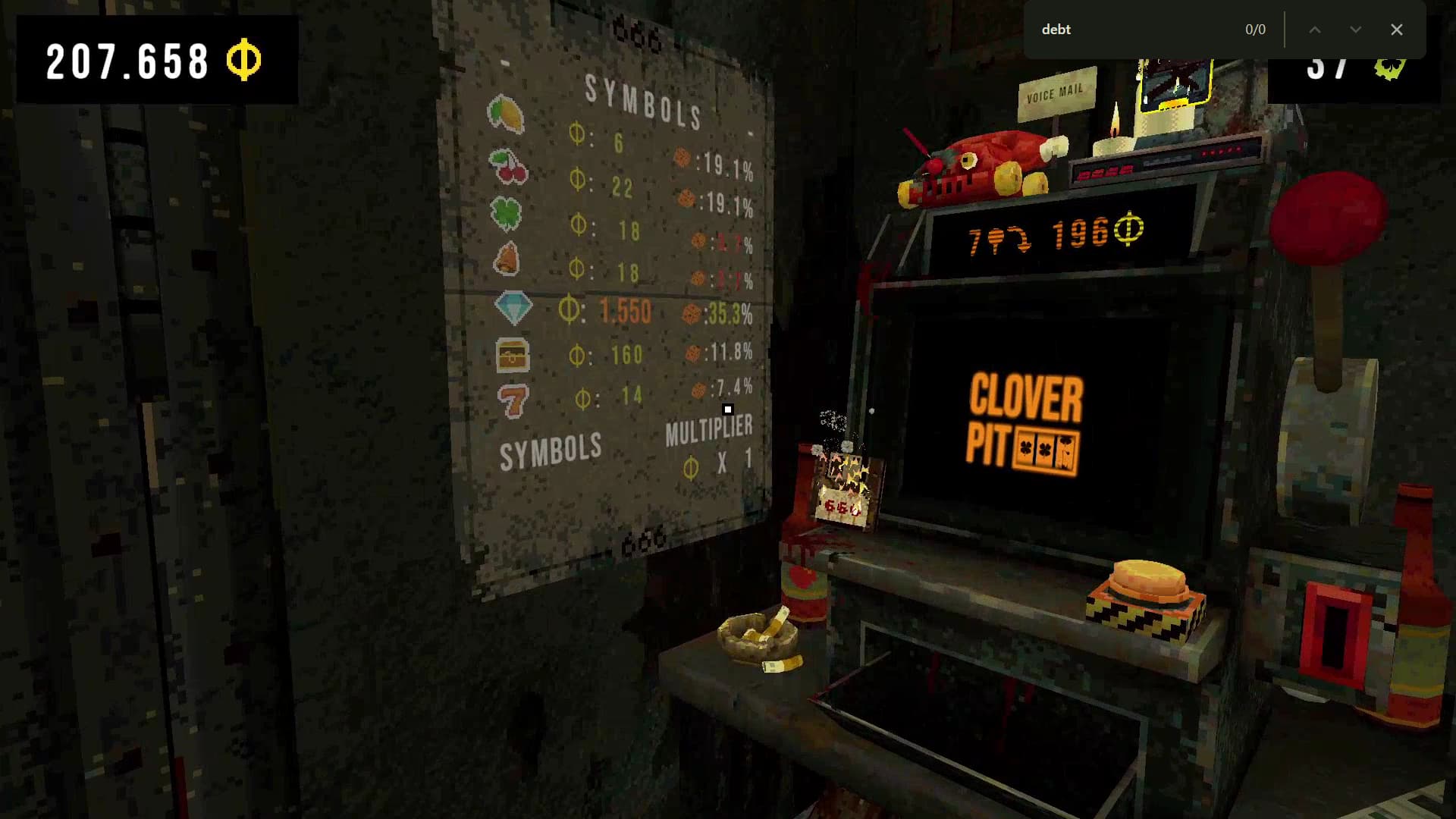 게임 클로버핏의 슬롯머신과 메뉴