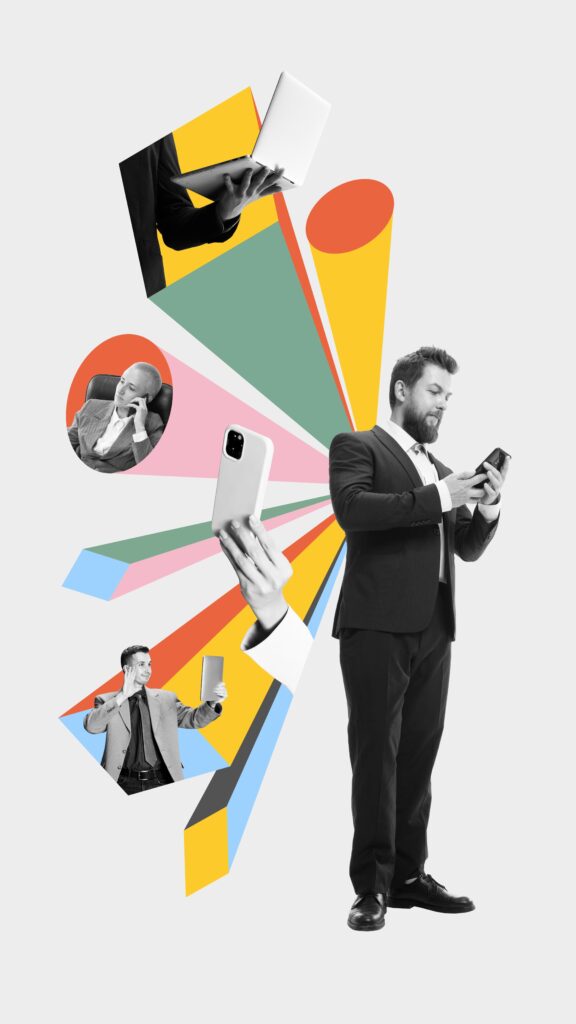 여러 가지를 관리하고 있는 남성