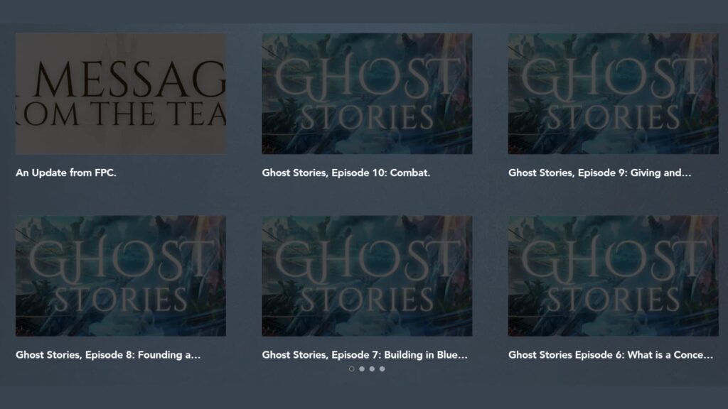 판타스틱 픽셀 캐슬이 개발 중이던 게임 고스트의 개발 일지 목록