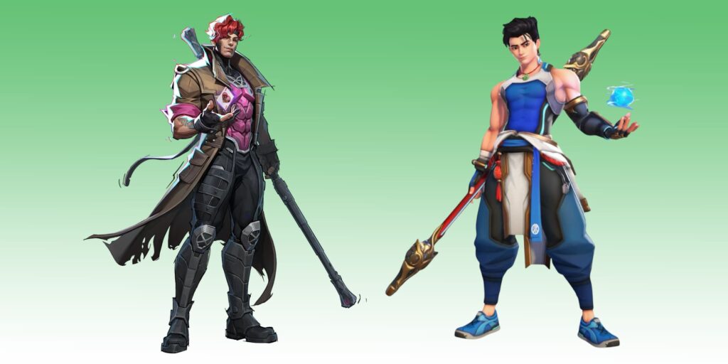 마블 라이벌즈 캐릭터 갬빗과 오버워치 2의 캐릭터 우양