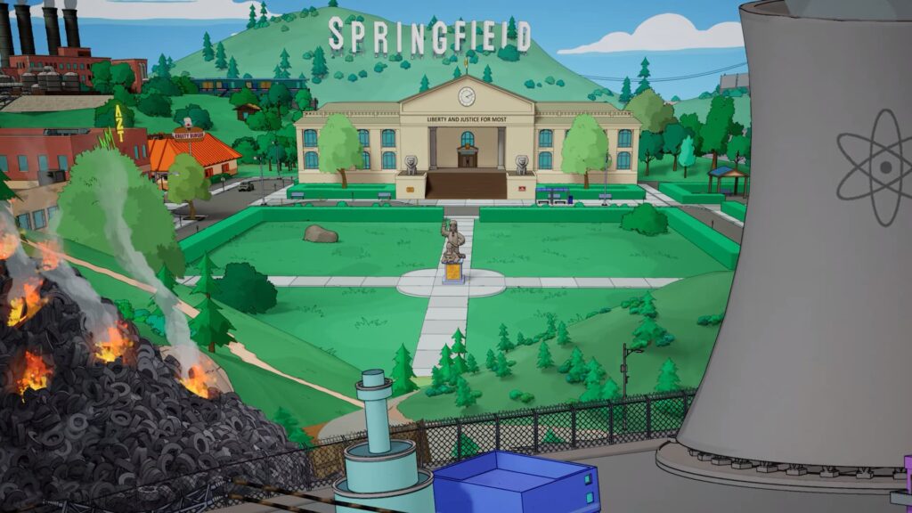 게임 포트나이트 내 구현된 심슨 가족의 배경지 스프링필드