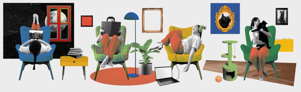 혼자 자유롭게 여가시간을 즐기는 여성