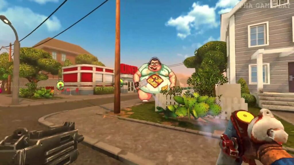 고도비만의 남성이 등장하는 불렛 파라다이스 한 장면