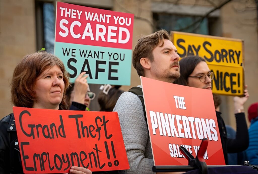 영국 게임 노조 IWGB의 시위 현장