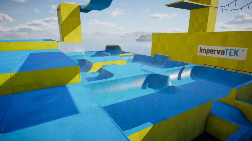 Kleurrijk park in Skate (2025). 