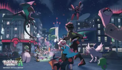 Huvudkaraktären i Pokémon Legends: Z-A med utsikt över Lumiose City