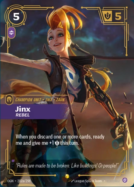 Jinx kort från League of Legends: Riftbound