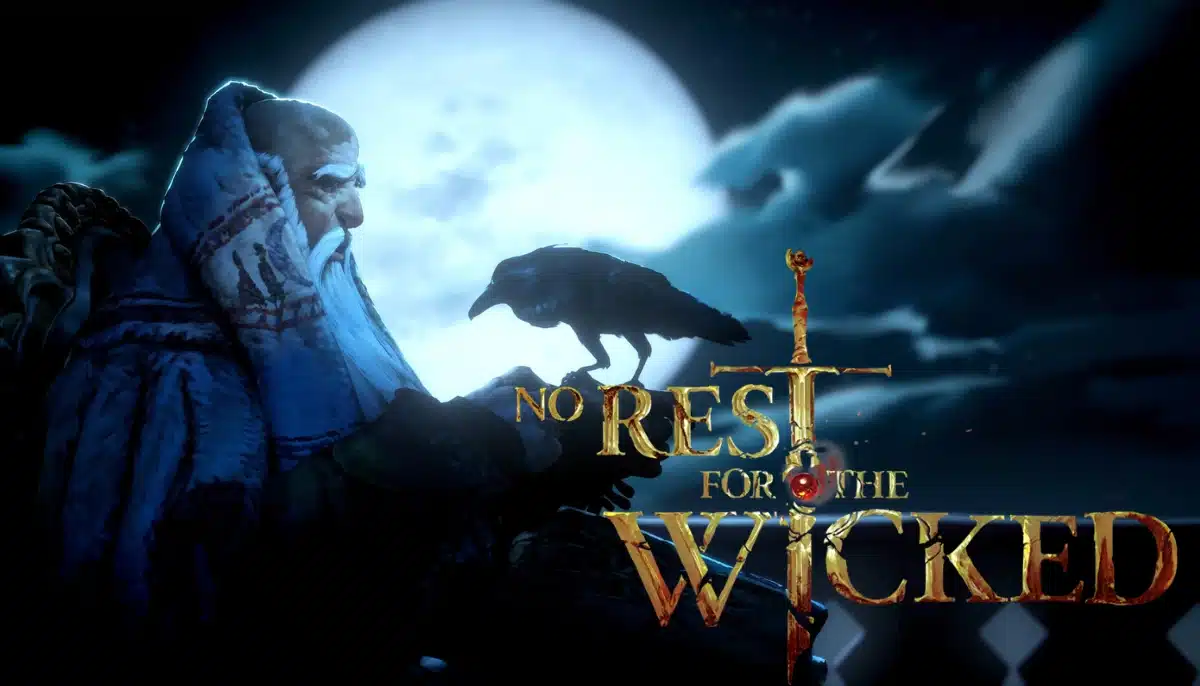 Gammal man med kråka i No Rest for the Wicked recension på svenska