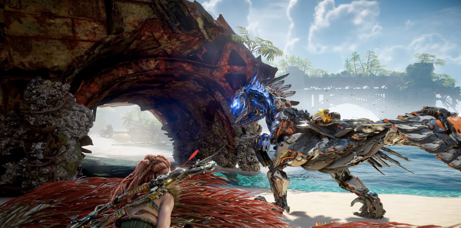 Horizon Forbidden West State of Play Gameplay Sees Aloy Paragliding Away  from Mammoth Attacks