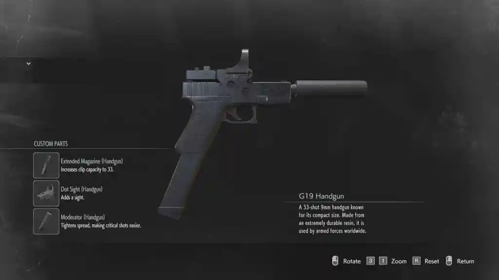 g19 handgun Resident Evil 3 weapon modification locations guide upgrades