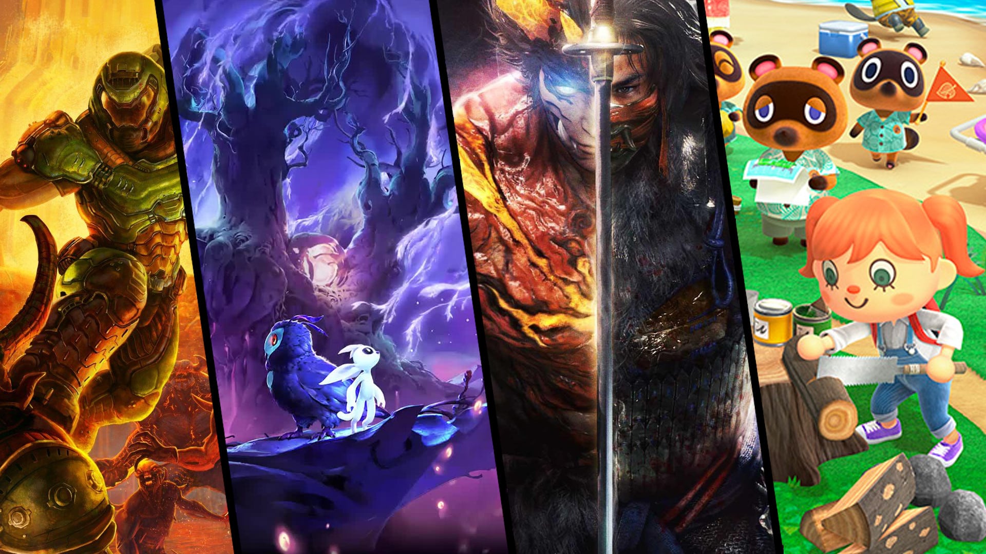 march 2020 single player games Ori and the Will of the Wisps, Nioh 2, Doom Eternal, and Animal Crossing: New Horizons