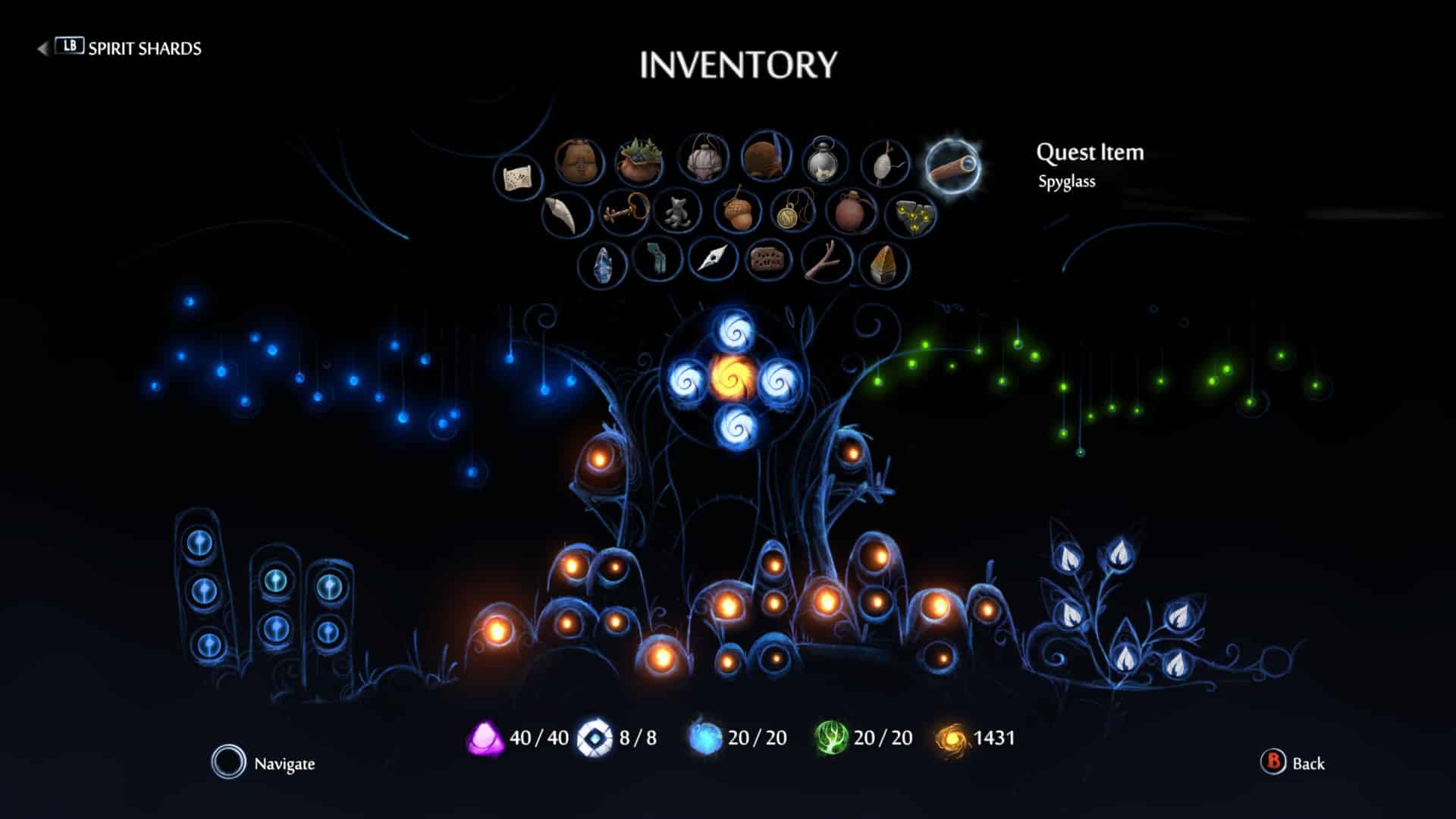 Ori and the Will of the Wisps gives player freedom with diverse play options and artsy menus