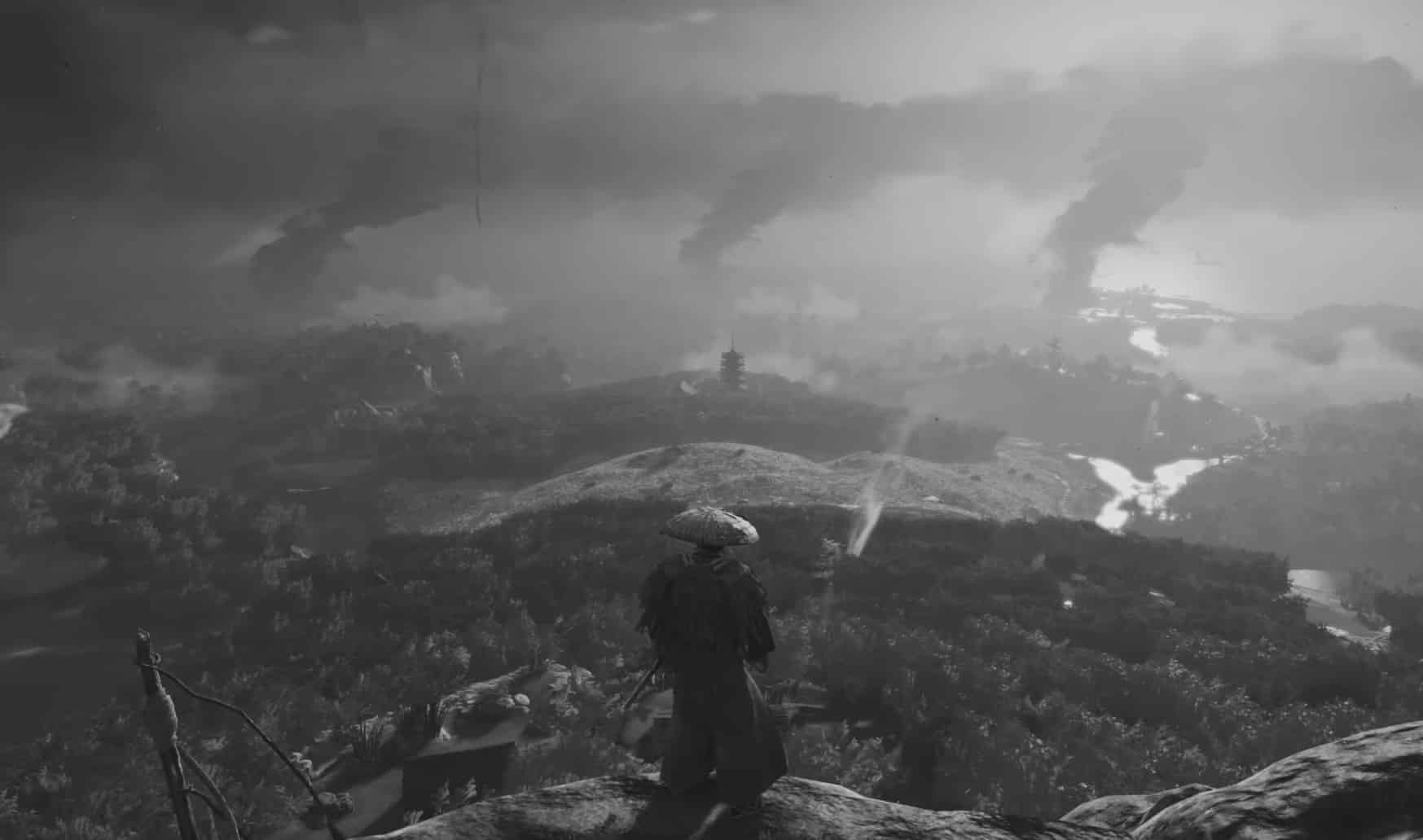 Ghost of Tsushima, black and white, Akira Kurosawa Mode, samurai, Sucker Punch Productions