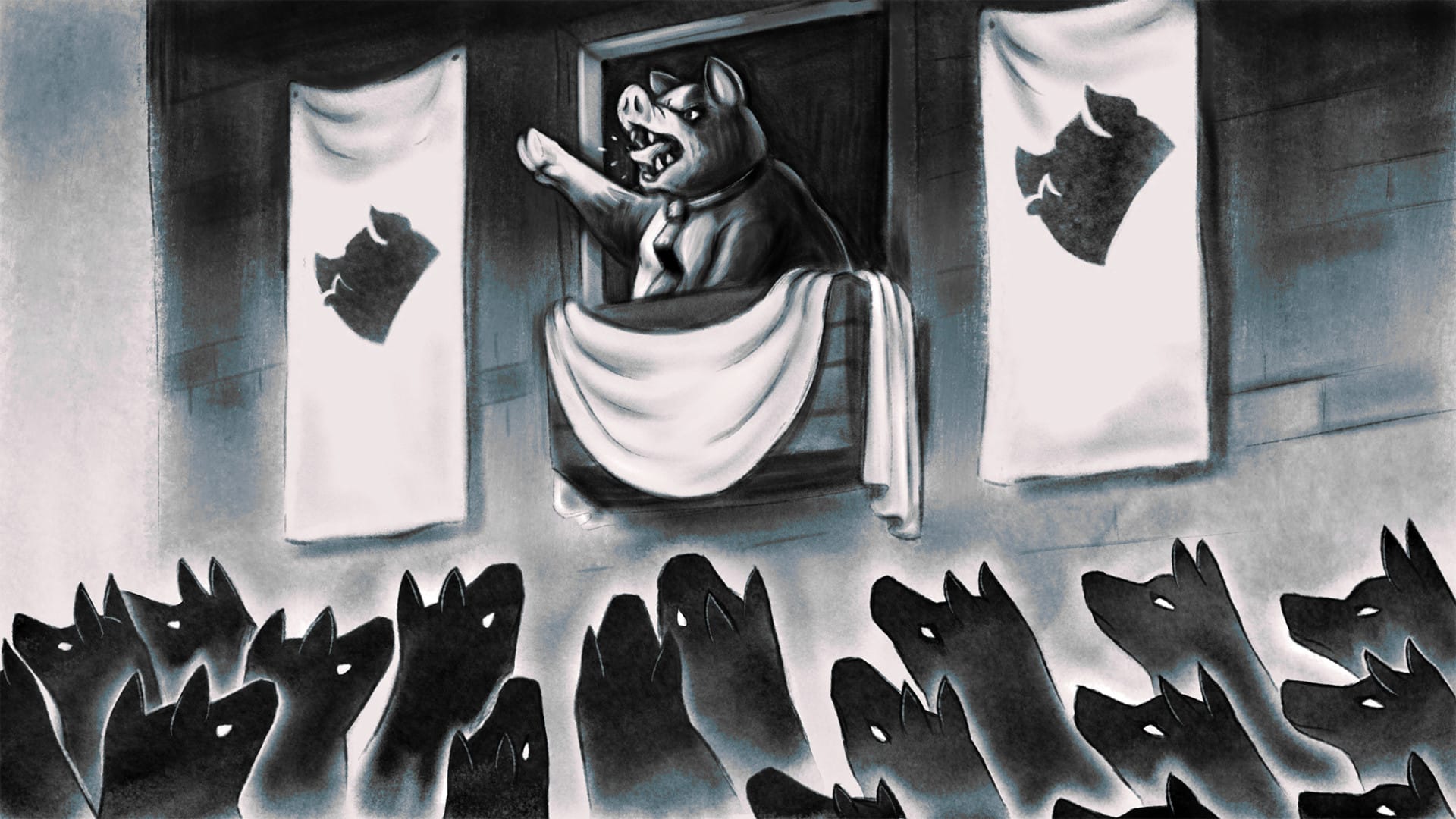 George Orwell Animal Farm adaptation video game politics Napoleon Imre Jele, Tamara Alliot, Emily Short Nerial Orwell's Animal Farm game