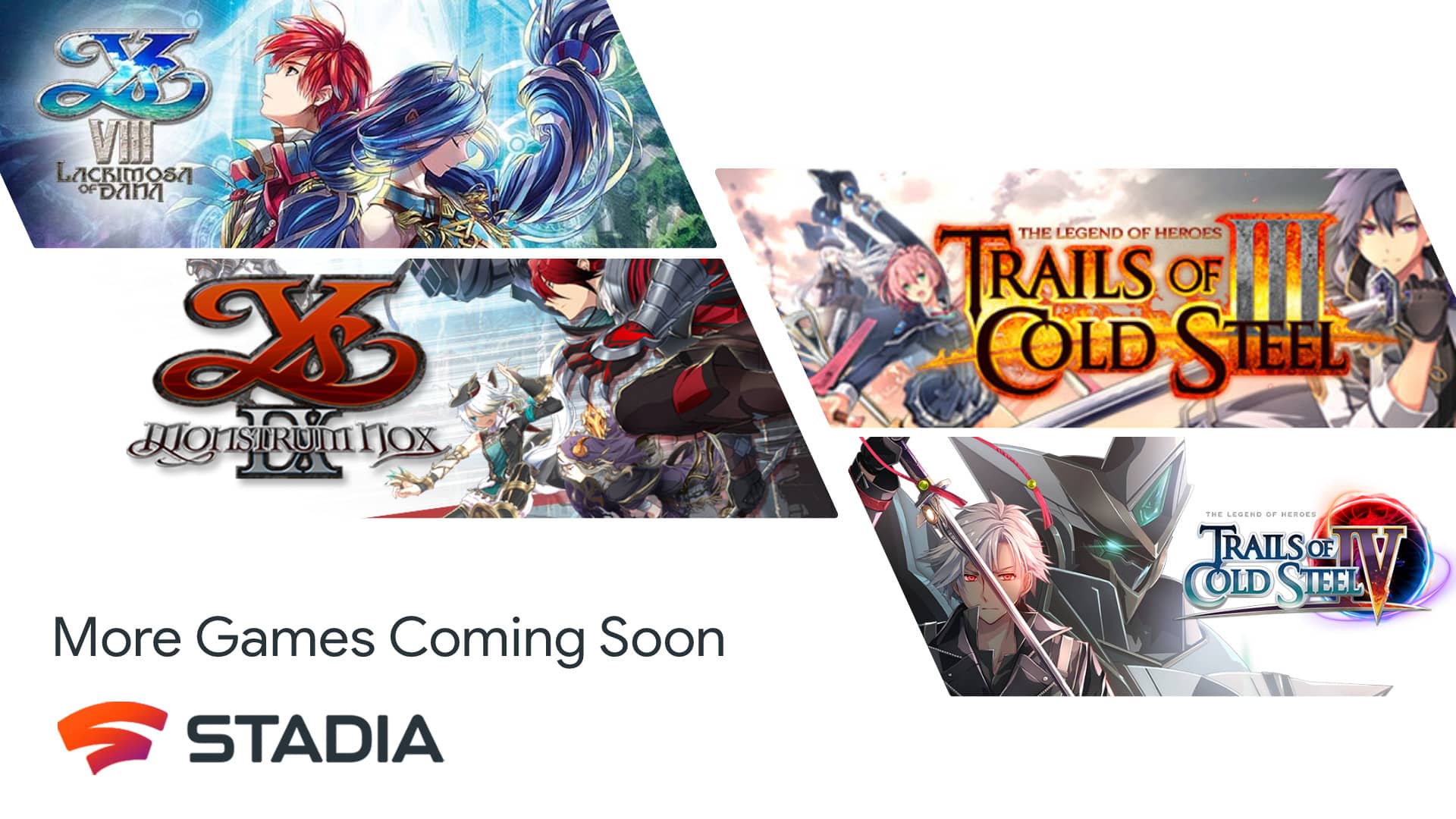 NIS America Ys VIII: Lacrimosa of Dana & The Legend of Heroes: Trails of Cold Steel III & IV launch on Google Stadia in April, Ys IX summer NISA Nippon Ichi JRPGs