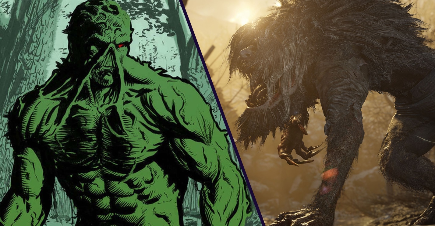 Swamp Thing Alec Holland plant matter not human twist Resident Evil Village 7 Ethan Winters twist mold