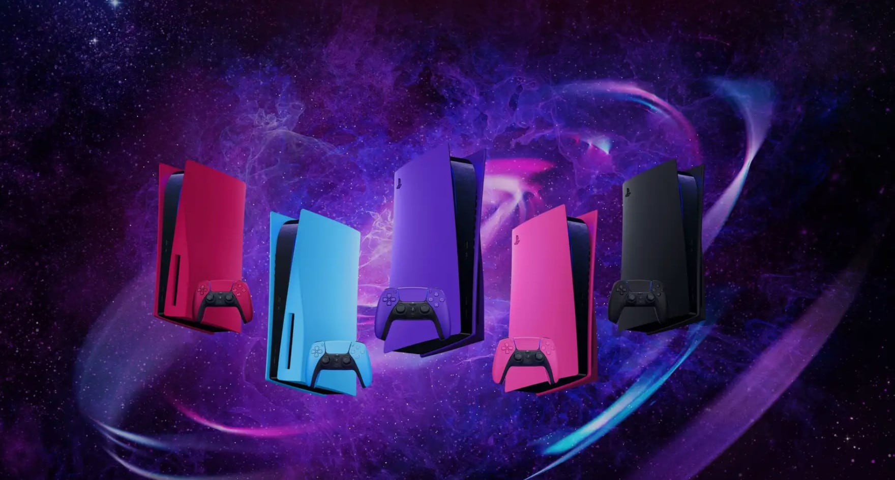 Sony PlayStation 5 PS5 galaxy color controller controllers cover plate plates Nova Pink, Starlight Blue, Galactic Purple, Midnight Black, Cosmic Red