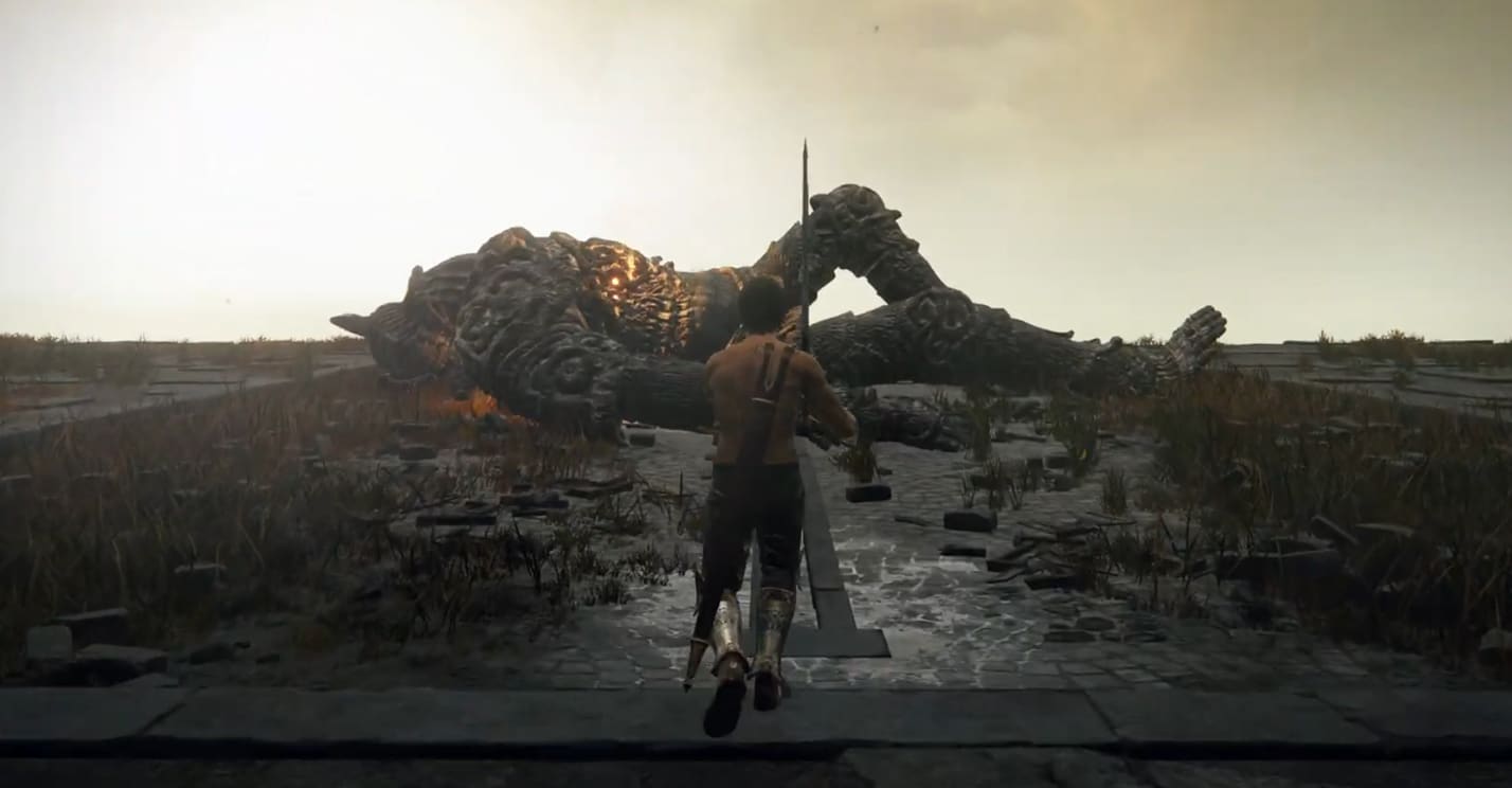 Elden Ring Divine Bridge Golem giant boss fight trap chest teleport Leyndell, Royal Capital