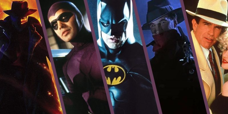 1990s superhero movie subgenre Batman Darkman The Phantom The Shadow The Rocketeer The Mask inspired by 30s and 40s film noir cinema, 70s New Hollywood