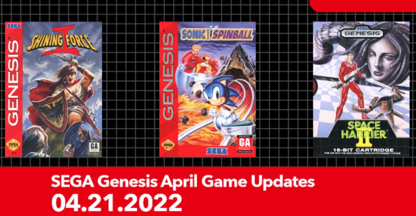 Sega Genesis games Sonic the Hedgehog Spinball, Shining Force II, and Space Harrier II join NSO / Nintendo Switch Online + Expansion Pack April 2022