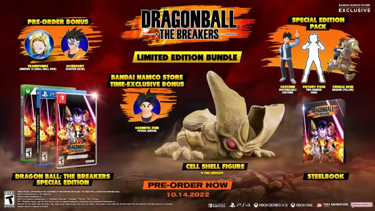 Dragon Ball: The Breakers release date October 2022 versions standard digital special limited collectors edition Bandai Namco Dimps Frieza reveal trailer Namek