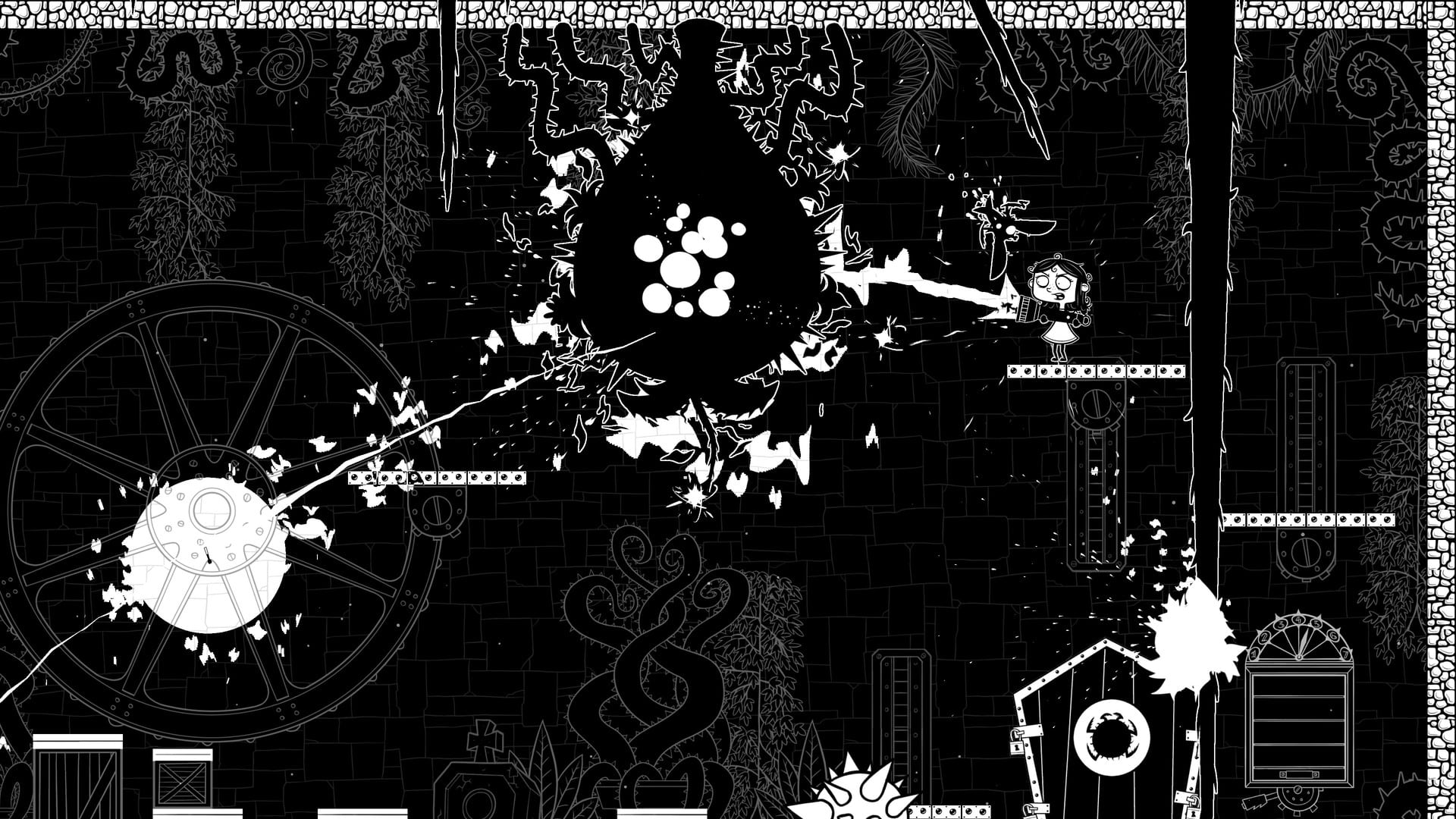Eyes in the Dark review PC Steam EGS roguelite Under the Stairs Gearbox Publishing Victoria Bloom roguelite roguelight excellent fun fair addicting monochrome