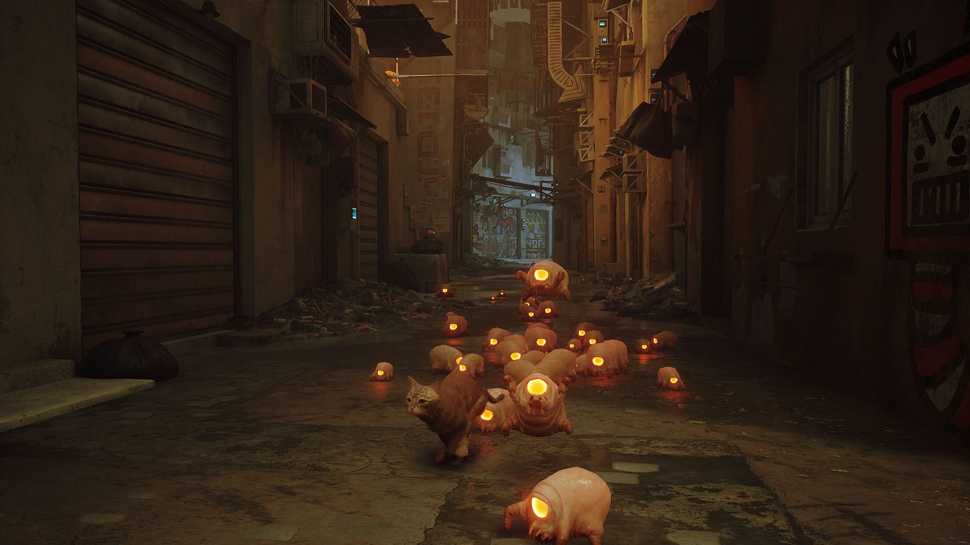 Stray body horror purposeful random weird Zurk Zurks BlueTwelve Studio Annapurna Interactive cat adventure video game