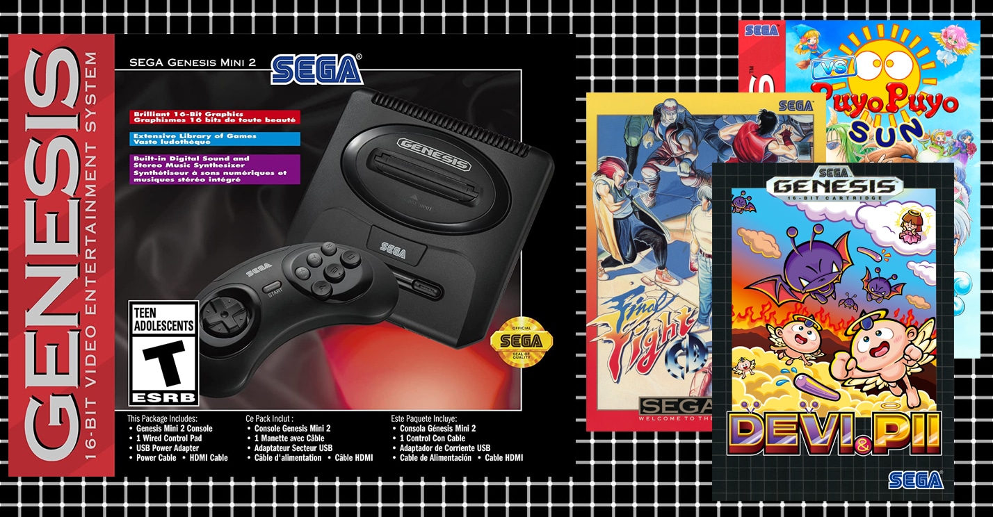 Sega Genesis Mini 2 full game list Mega Drive 2 North America NA Europe EU complete all 60 61 games list Sega CD bonus games no Lunar but Devi & Pii Star Mobile Super Locomotive VS Puyo Puyo Sun Spatter Space Harrier II new port