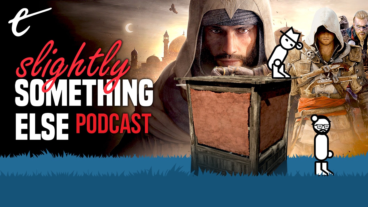 Slightly Something Else podcast Assassins Creed franchise interesting exciting again Ubisoft Forward AC Mirage Codename Red Hexe Jade Netflix show Marty Sliva Yahtzee Croshaw Assassin's Creed