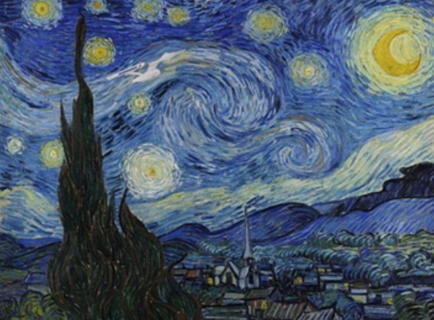Starry Night with the Star Trek USS Enterprise AI art Picasso