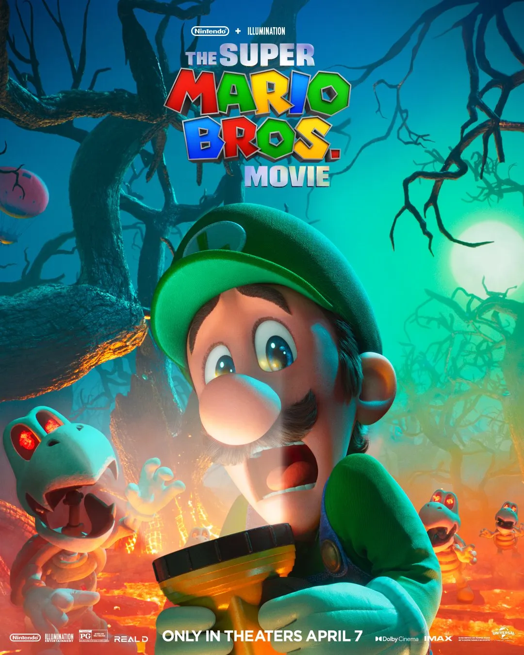 The Super Mario Bros Movie posters individual characters Mario Luigi Peach Toad Donkey Kong Bowser