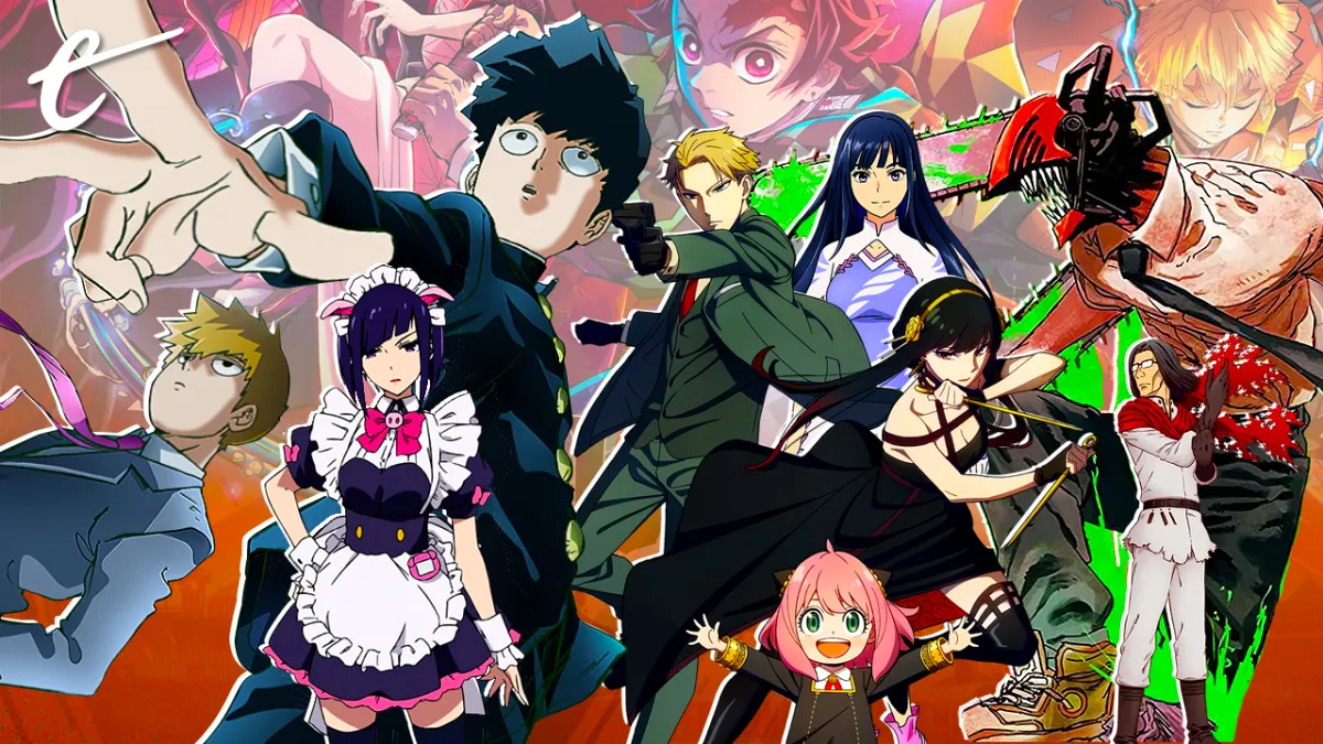 top 10 best anime of 2022 - Uncle from Another World Spy x Family My Dress-Up Darling Mob Psycho 100 III Made in Abyss The Golden City of the Scorching Sun Demon Slayer Entertainment District Arc Chainsaw Man Birdie Wing: Golf Girls Story Akiba Maid War