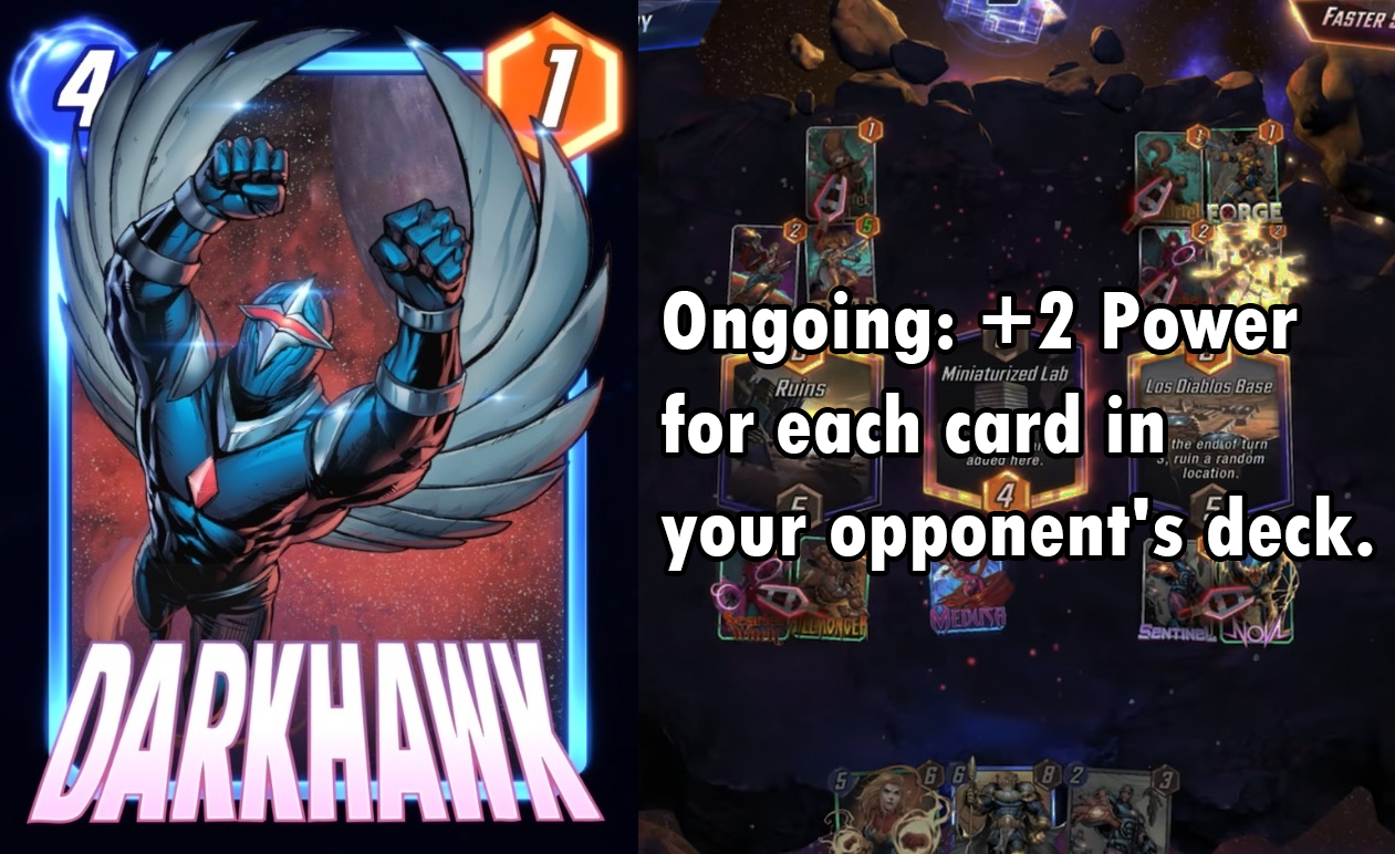Marvel Snap Darkhawk strategy stats cost power 4 1 status effect