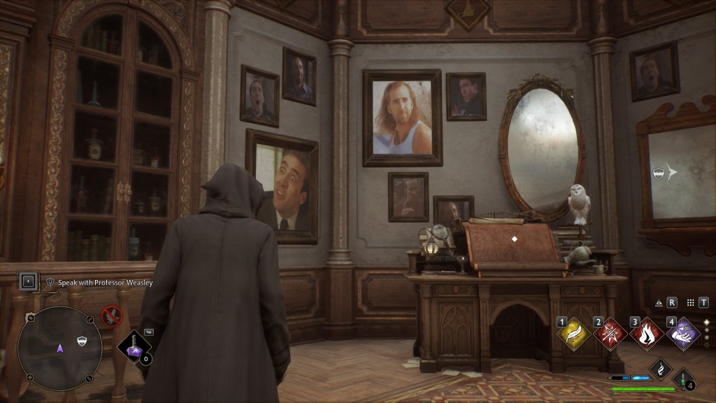Hogwarts Legacy with Nicholas Cage paintings