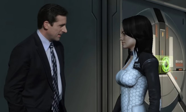 Michael Scott from The Office Looks at Miranda From Mass Effect in edited YouTube video