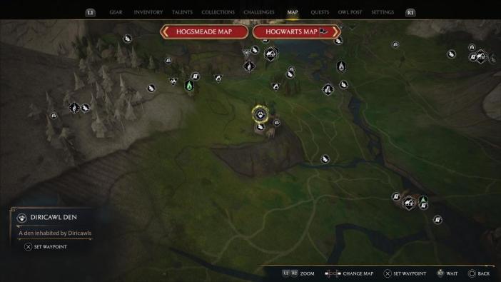 All Diricawl den locations in Hogwarts Legacy map
