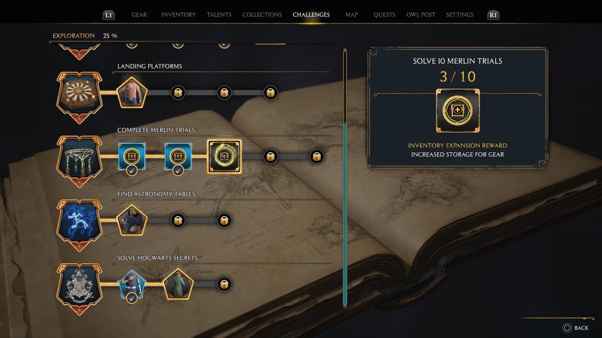 how to increase gear slots to carry everything in Hogwarts Legacy