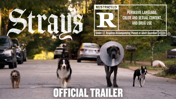 The R-rated trailer for the movie Strays has talking dogs (including Will Ferrell) on a Homeward Bound journey but to bite a mans dick off.