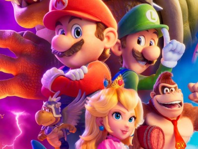 The Super Mario Bros. Movie official poster ensemble cast Mario Luigi Donkey Kong Peach Toad Bowser