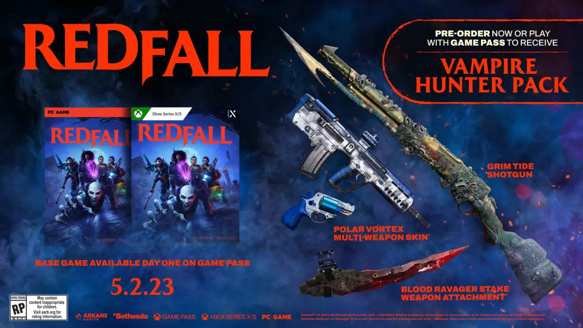 Here is a list of all of the preorder bonuses for Redfall across Xbox Series X | S and PC, for both the standard and Bite Back Edition.