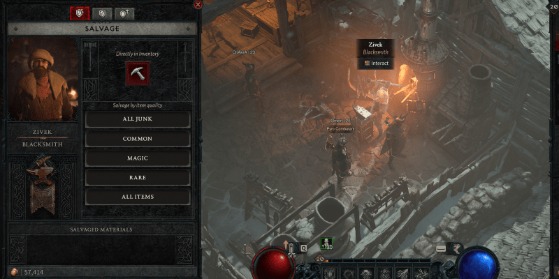 Diablo 4 IV how to salvage upgrade gear empty inventory Blizzard