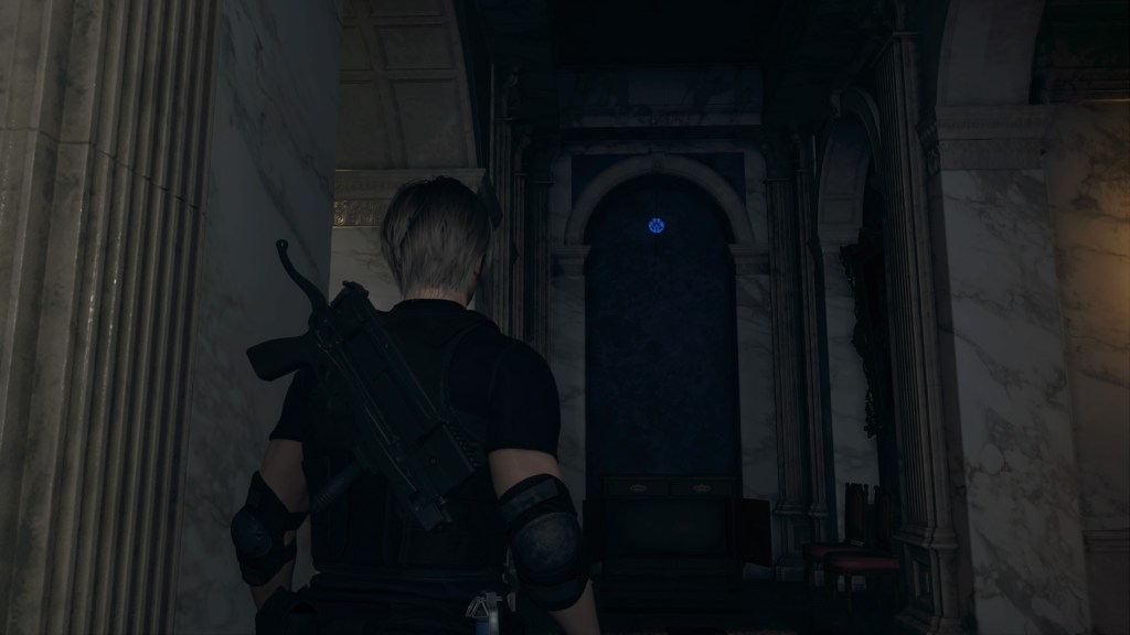 Resident Evil 4 remake Blue Medallions quest 4 castillo Grand Hall medallón 1